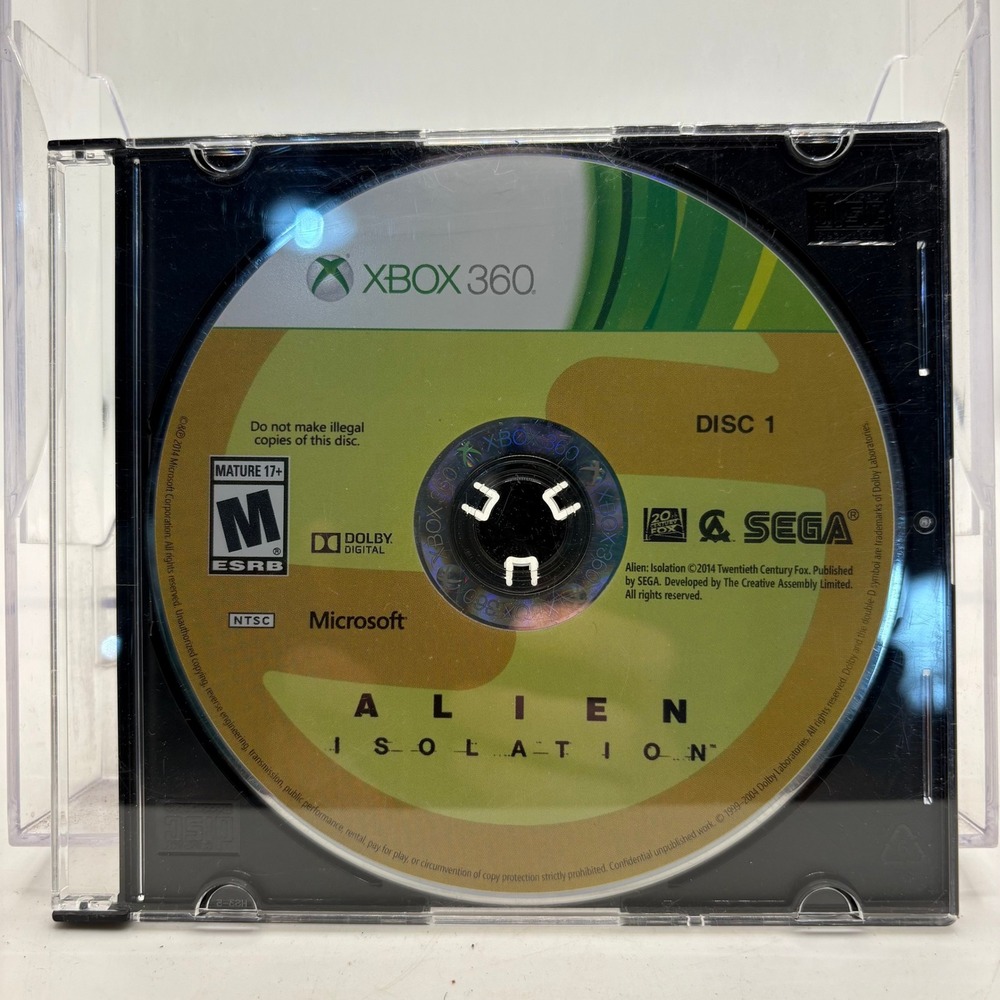 Alien Isolation Xbox 360 Microsoft Sega 2014 Disc 1 Only NTSC Survival Horror